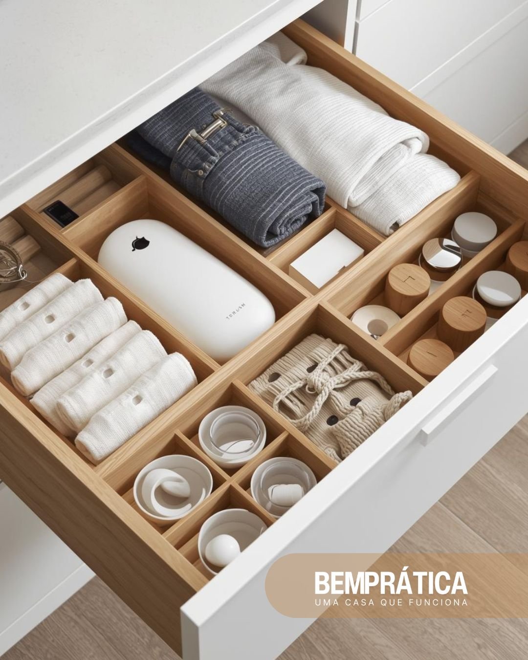 organizar gavetas com divisórias e prateleiras para uma casa funcional